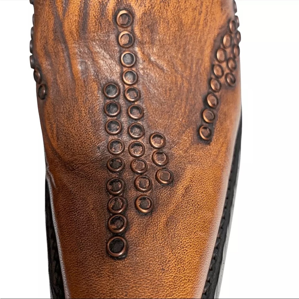 Old Gringo Brown Western Cowboy Heeled Boots with Distressed Leather - Picture 7 of 9